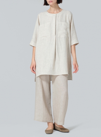 Oat Linen Chest Pocket Tunic