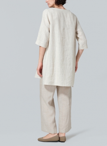 Oat Linen Chest Pocket Tunic