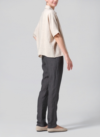 Jacquard Oat Stripe Linen Boxy Sleeves Shirt