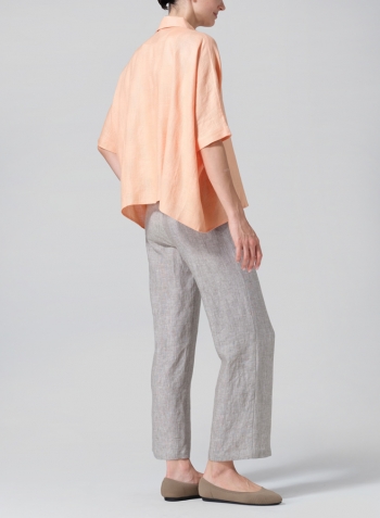 Pale Orange Linen Boxy Sleeves Shirt Set