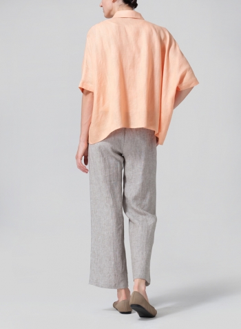 Pale Orange Linen Boxy Sleeves Shirt Set