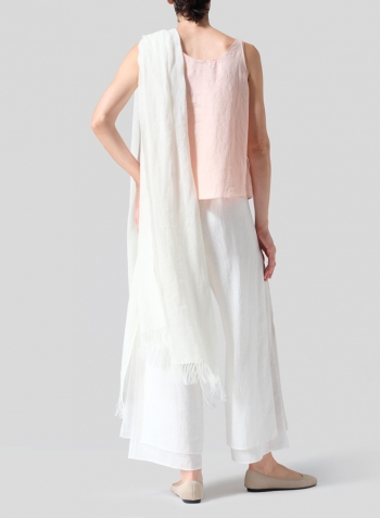 Rose Pink Linen Thin Strap Cami Set