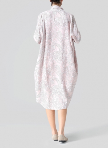 Pink Paisley Waves Linen Kimono Home Wear Set