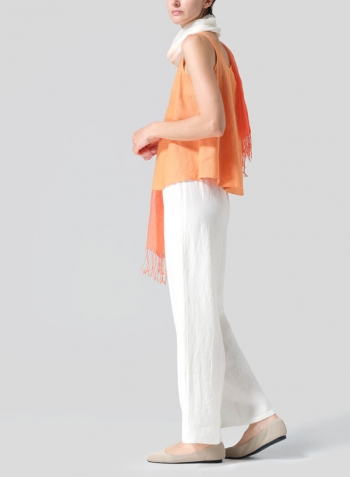 Orange Linen Thin Strap Cami Set
