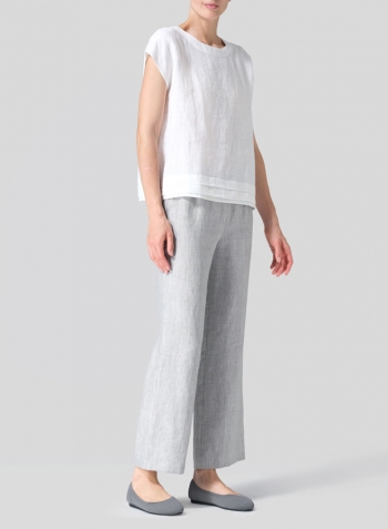 White Linen Boxy Cap Sleeves Cropped Top