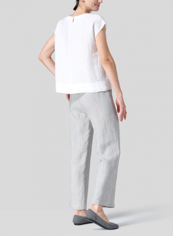 White Linen Boxy Cap Sleeves Cropped Top