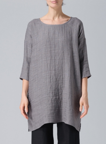 Kendall Charcoal Double Layer Linen Oversized Top