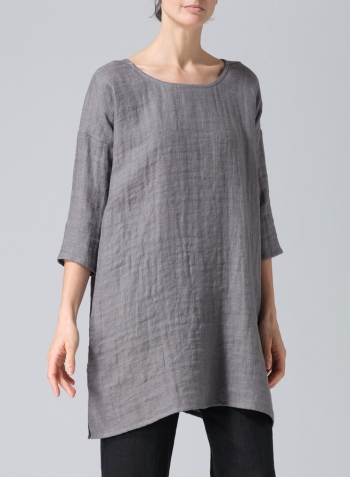 Kendall Charcoal Double Layer Linen Oversized Top
