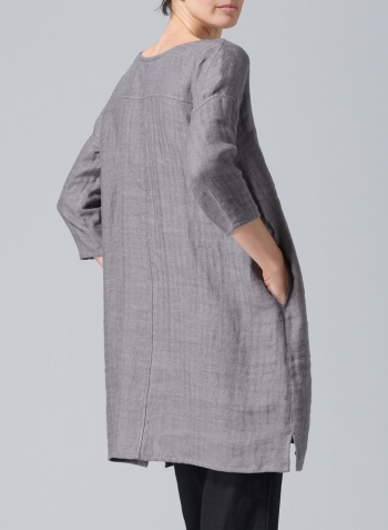Kendall Charcoal Double Layer Linen Oversized Top