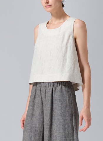 Oat Linen Sleeveless Vest Top