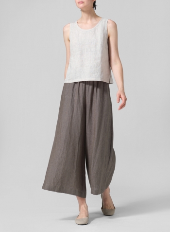 Dark Khaki Green Linen Wide Leg Fit Pants Set