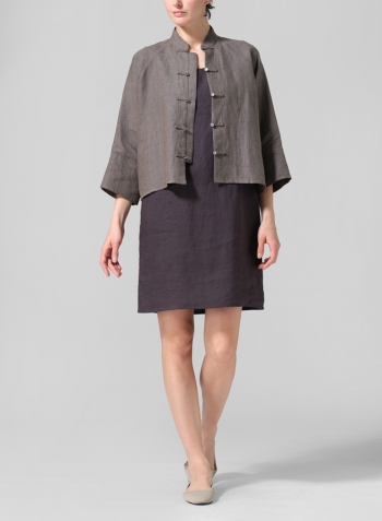 Dark Khaki Green Pure Linen Suit Jacket