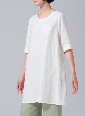 Soft White Linen A-shape Casual Top