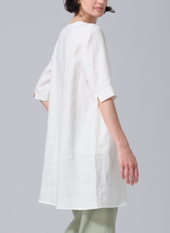 Soft White Linen A-shape Casual Top