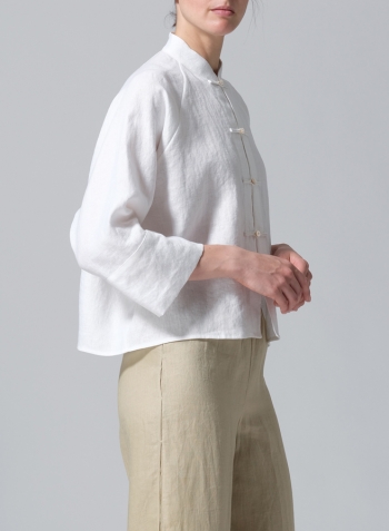 White Pure Linen Suit Jacket
