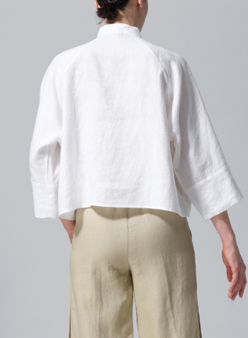 White Pure Linen Suit Jacket