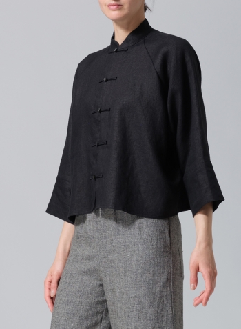 Black Pure Linen Suit Jacket
