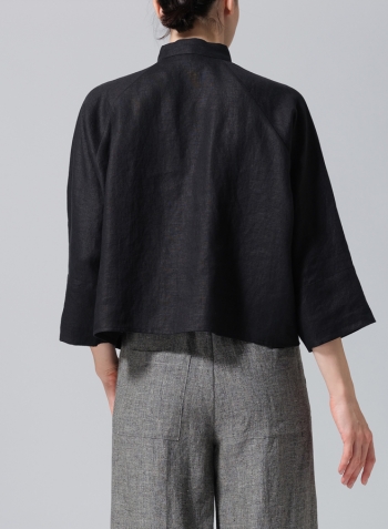 Black Pure Linen Suit Jacket