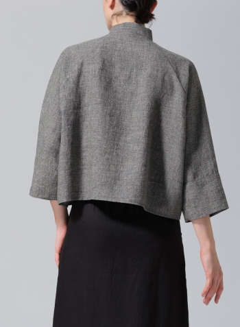 Two Tone Charcoal Pure Linen Suit Jacket