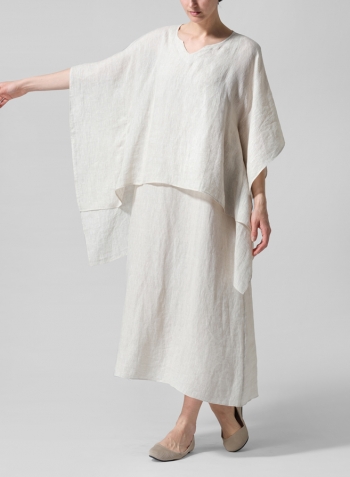 Oat Linen Batwing Sleeve Top with Long Dress