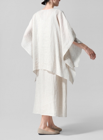 Oat Linen Batwing Sleeve Top with Long Dress
