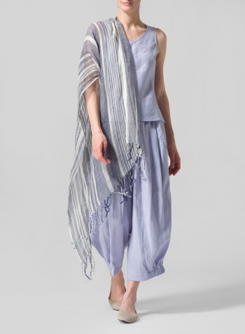 Linen V-Neck Sleeveless Bias Cut Tank Set