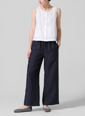 White Linen Sleeveless Top Tank
