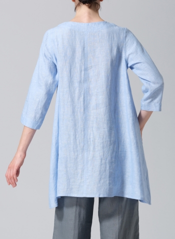 Light Blue Linen Classic A-Line Tunic