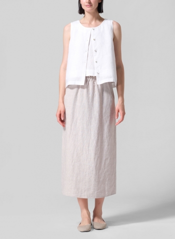 Linen Midi-Length Straight Skirt Set