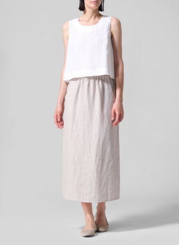 Linen Midi-Length Straight Skirt Set