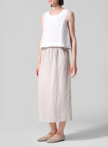 Linen Midi-Length Straight Skirt Set