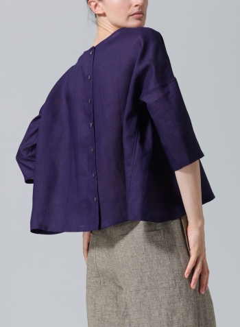 Amethyst Linen Contrast Dropped Shoulder Top