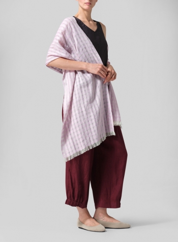 Linen Hand-crafted Purple Long Scarf Set