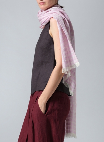 Linen Hand-crafted Purple Long Scarf Set