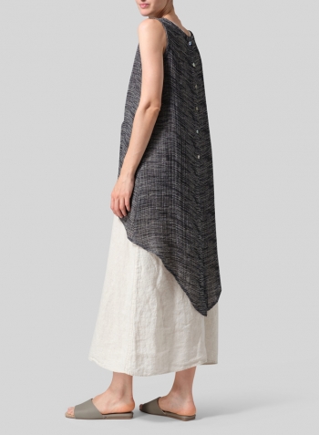 Linen Hi-Lo Hem Mid-Length Sleeveless Tunic Set