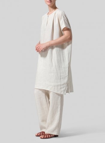 Oat Linen Dolman Sleeves Mid-Length Tunic