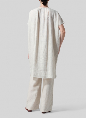 Oat Linen Dolman Sleeves Mid-Length Tunic