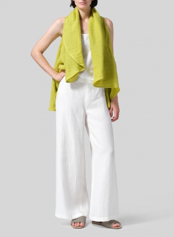 Yellow Linen Reversible Cape Jacket Set