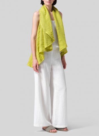 Yellow Linen Reversible Cape Jacket Set