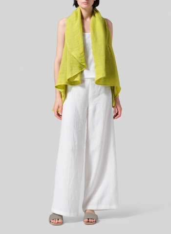 Yellow Linen Reversible Cape Jacket Set