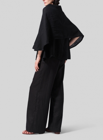 Black Linen Reversible Cape Airy Jacket