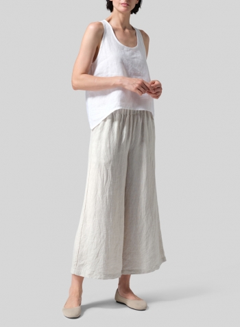 Oat Linen ​S​lightly A-Shape Wide Leg Pants