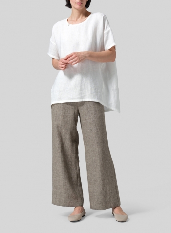 Ivory White Linen Relaxed Handmade Knot Buttons Top