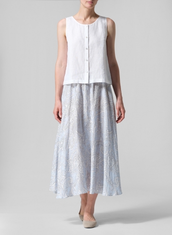 Linen Sleeveless Top Tank with Skirt