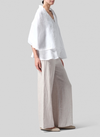 White Linen Reversible Cape Airy Jacket