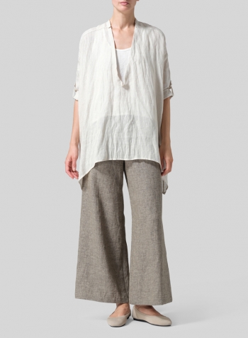 Oat Linen Loose Delicate Deep V-neck Overtop
