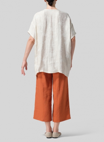 Jacquard Oat Linen Relaxed Handmade Knot Buttons Top