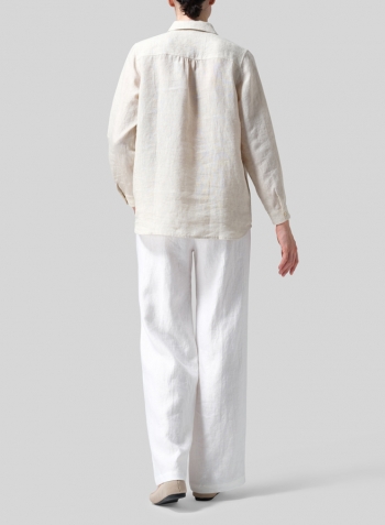 Oat Linen Lapel Long Sleeve Comfort Shirt