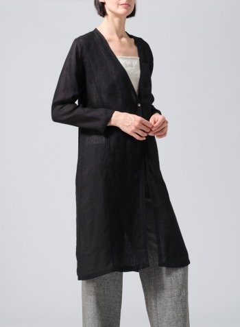 Black Linen Long Jacket