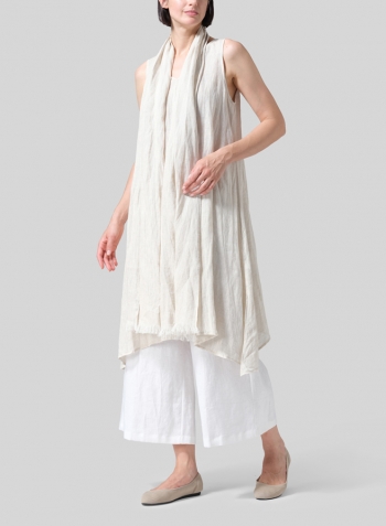 Oat Woven Linen Sleeveless A-shaped Blouse